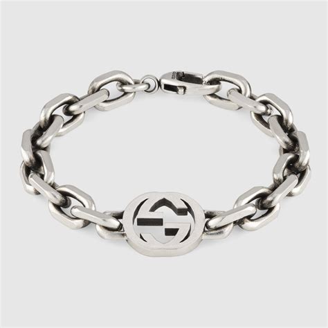 bracciale gucci di tela|Bracciale a catena in argento sterling in Argento .